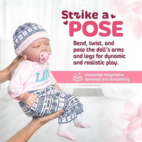 22-Inch Realistic Soft Silicone Newborn Girl Doll with Movable Arms and Legs